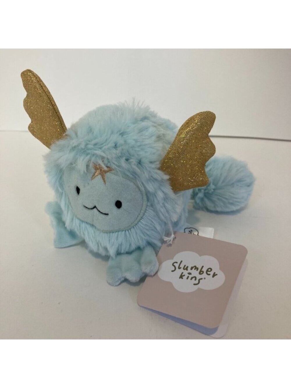 NWT Slumberkins Dragon Light Blue 4" Soft Fluffy Plush Lovey Stuffed Animal